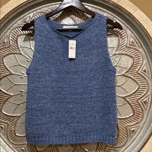 NWT- LOFT Heather Blue Knit Cropped Tank Top